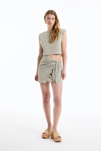 Quzu skirt mini olive stripe