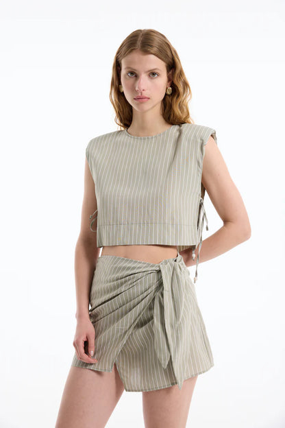 Quzu skirt mini olive stripe