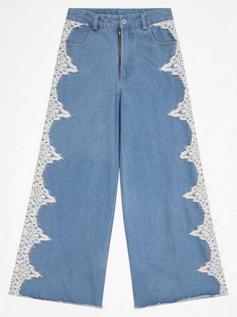 Lumina Denim wide leg flair pants