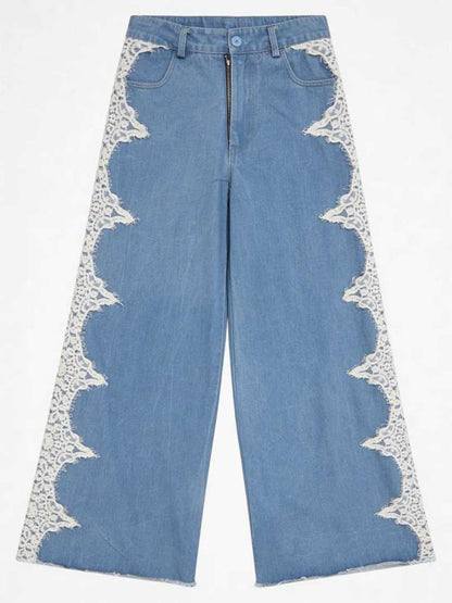 Lumina Denim wide leg flair pants