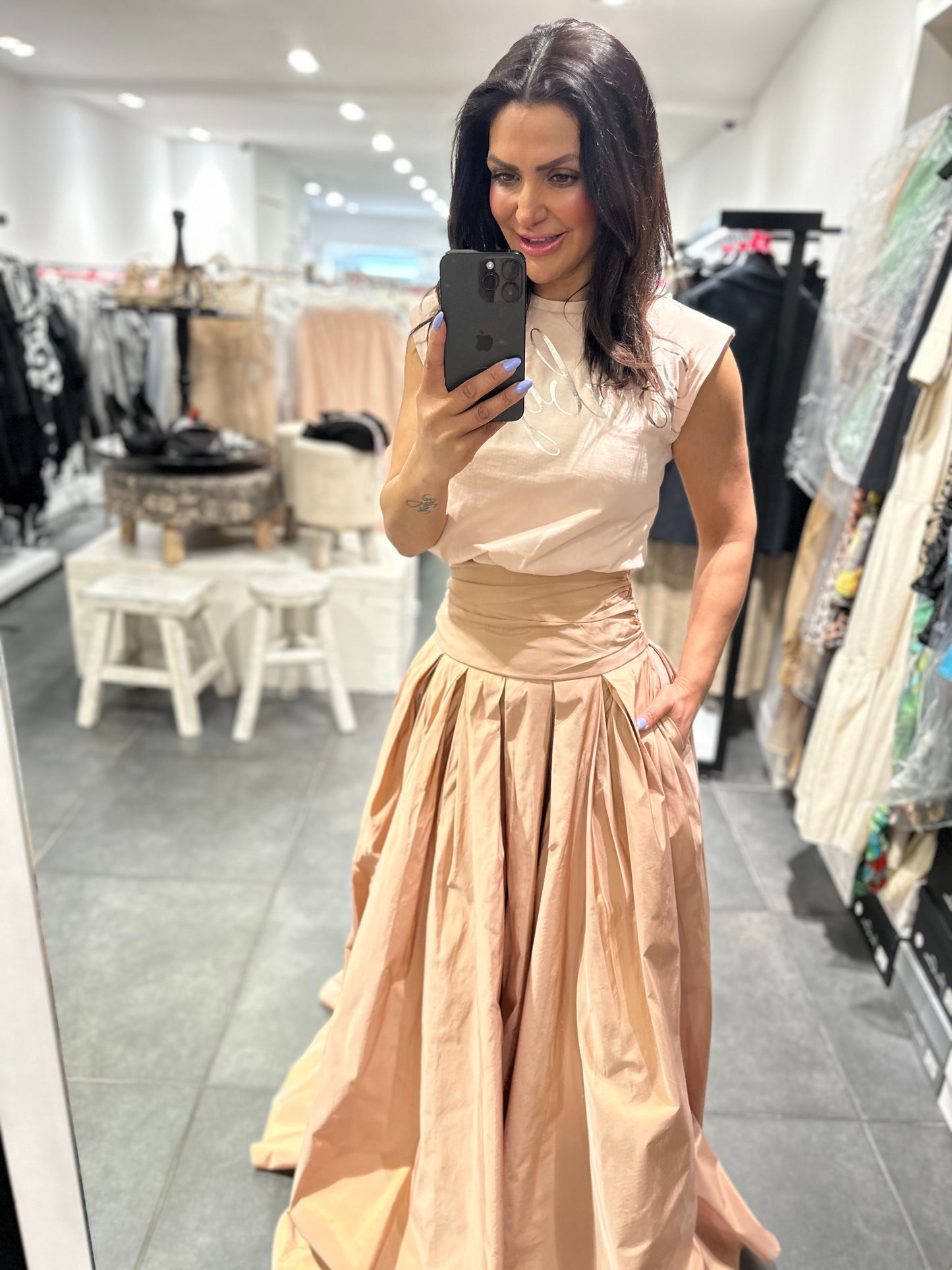 Babylon Skirt longo Pudra