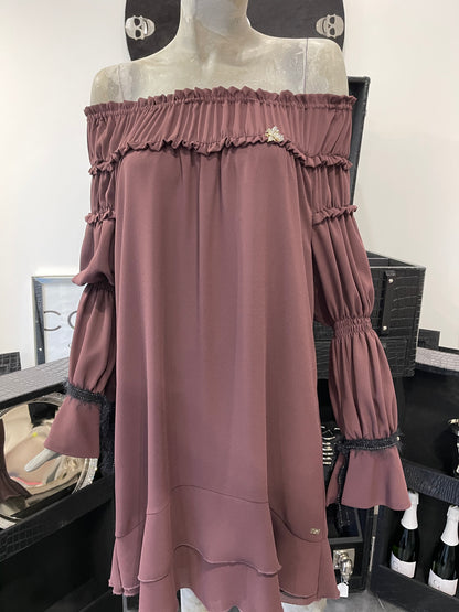 Babylon Dress off shoulder Bordo