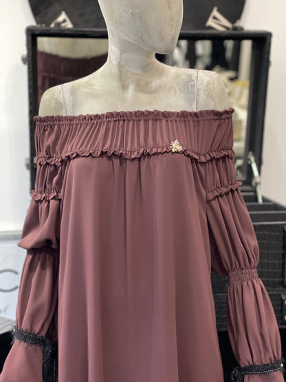 Babylon Dress off shoulder Bordo